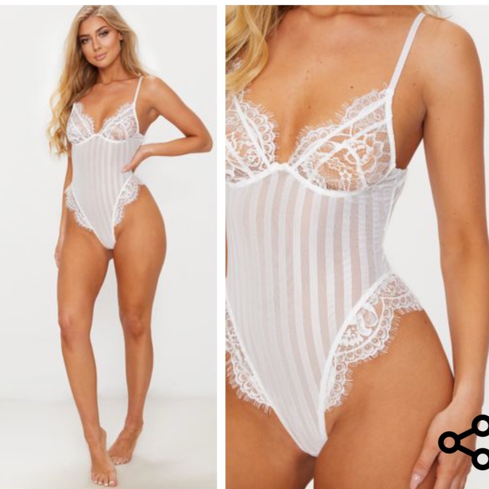 White stripe laced bodysuit